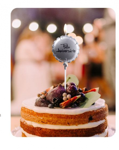 VELA BALÃO PRATA  FELIZ ANIVERSARIO