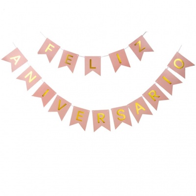 GRINALDA FELIZ ANIVERSARIO ROSA\DOURADO 3MT GRINALDA FELIZ ANIVERSARIO ROSA\DOURADO 3MT