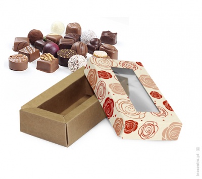 CAIXA ROSA COM JANELA 14,5X7,5X3,5CM