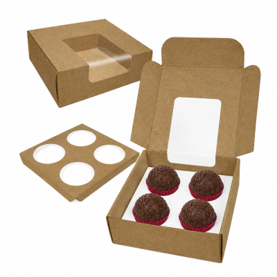 CAIXA CARTOLINA C/ JANELA 4 BRIGADEIROS  10UN