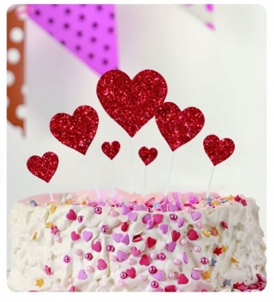 TOPO BOLO CORAÇÕES 7PCS