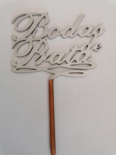 TOPO BOLO BODAS DE PRATA  19CM MDF