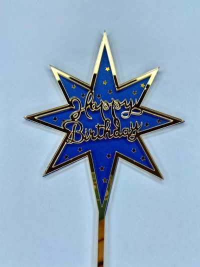 TOPO ANIVERSÁRIO ACRILICO ESTRELA AZUL