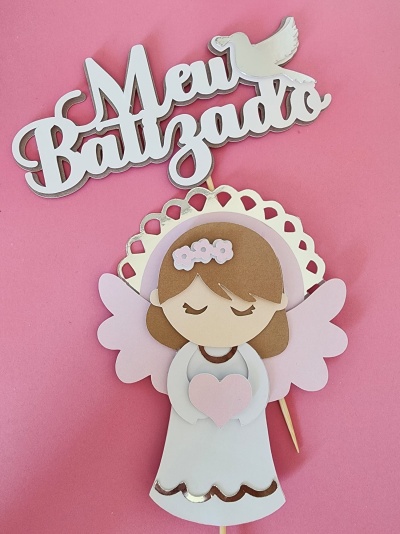 TOPO DE BOLO BATIZADO MENINA