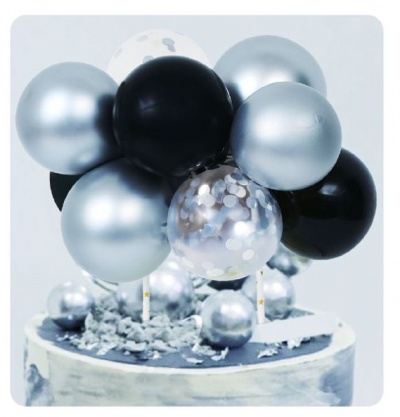 TOPO BOLO MINI BALOES PRETO 10PC