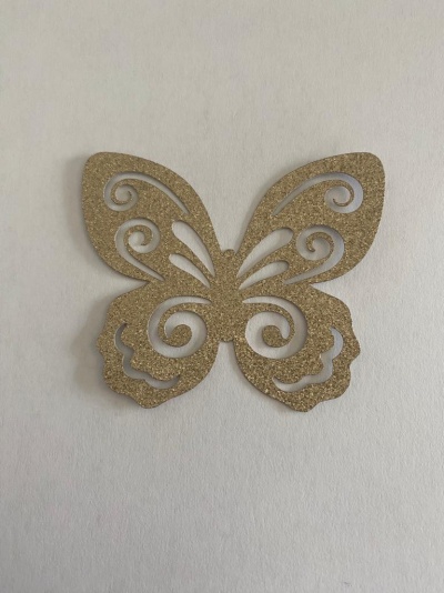 BORBOLETA DOURADA PAPEL 8CM  5UNIDADES