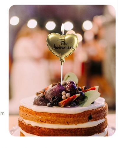 VELA CORAÇÃO DOURADO FELIZ ANIVERSARIO