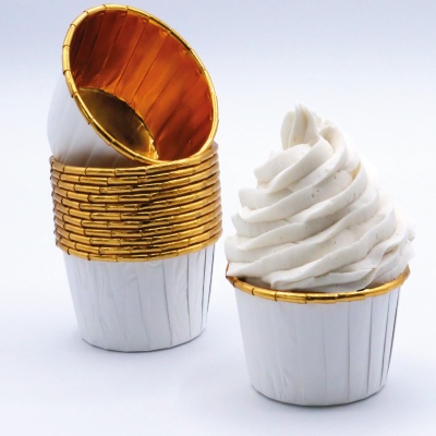 Cápsulas Para Cupcake Branca Ouro UNIDADE Cápsulas Para Cupcake Branca Ouro UNIDADE