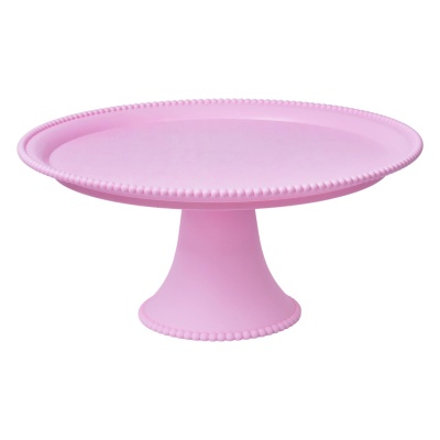 PRATO BOLO COM PE ROSA 36X16,5CM PLASTICO