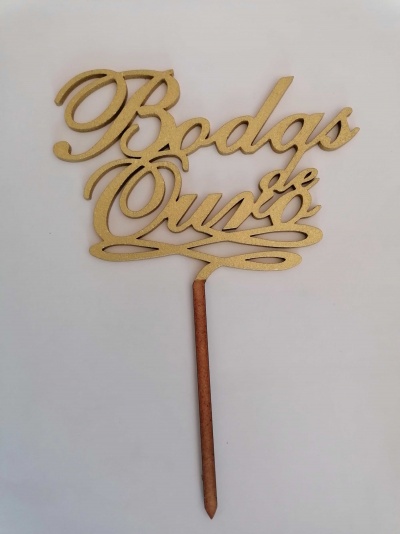 TOPO BOLO BODAS DE OURO 19CM MDF