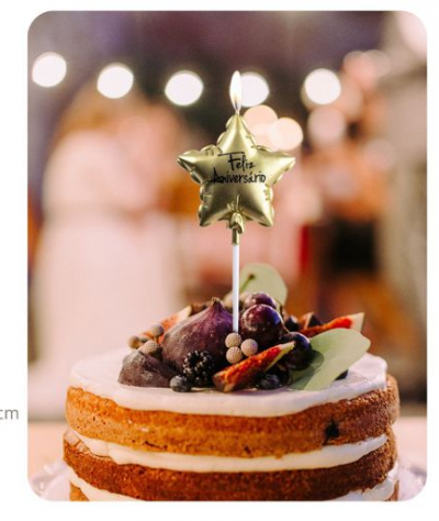 VELA ESTRELA DOURADA FELIZ ANIVERSARIO