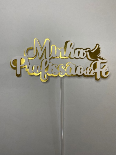 TOPO DE BOLO PROFISSÃO DE FÉ COM POMBA