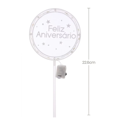 TOPO REDONDO LED FELIZ ANIVERSARIO
