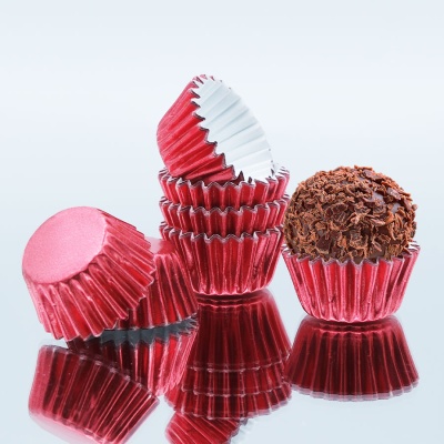 100 Formas de Brigadeiro nº5 Vermelho Metalizado