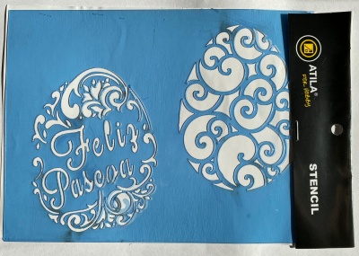 STENCIL  FELIZ PASCOA 20X15CM