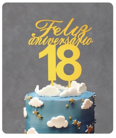 TOPO BOLO ACRILICO FELIZ ANIVERSARIO 18