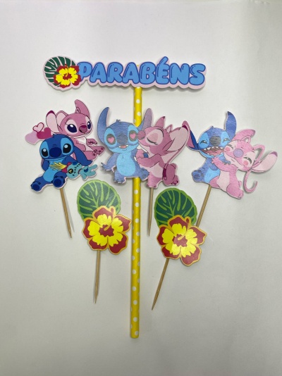 TOPO DE BOLO STITCH E ANGEL