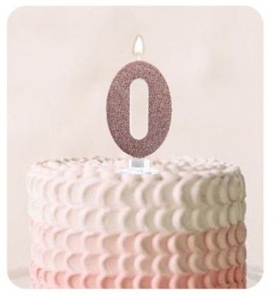 VELA ROSA GOLD PURPURINA 8CM