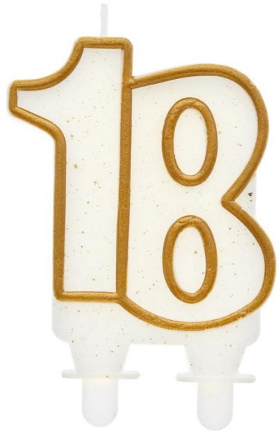 VELA ANIVERSARIO 18 DOURADA FANT. 8CM