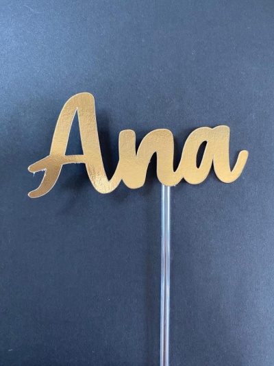 TOPO DE BOLO DOURADO COM NOME