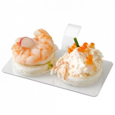 BASE TRANSPARENTE RECTANGULAR C\ PEGA 10X5.5 CM  10UNID.