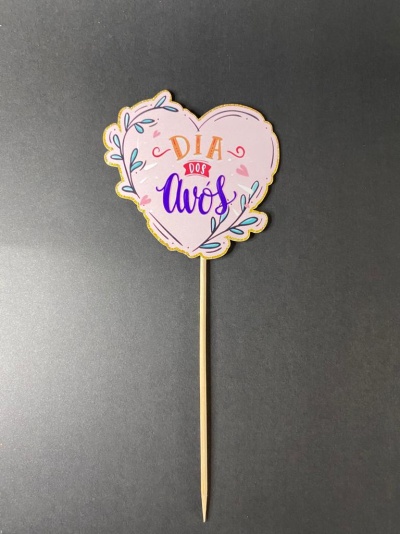 TOPO DE BOLO DIA DOS AVÓS (coração rosa)