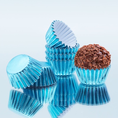 100 Formas de Brigadeiro nº5 Azul Bebe Metalizado