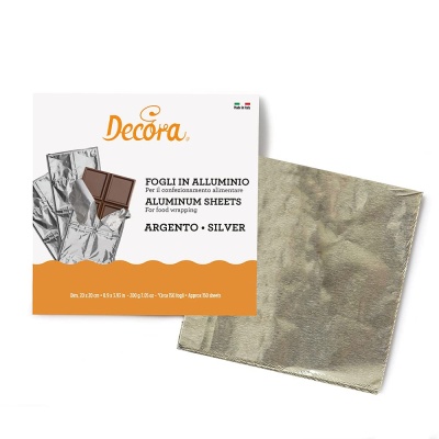 FOLHA ALUMINIO PRATA PARA CHOCOLATE 20x20CM