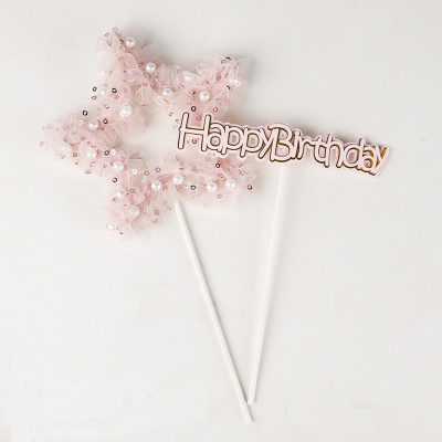 TOPO BOLO ESTRELA ROSA HAPPY BIRTHDAY