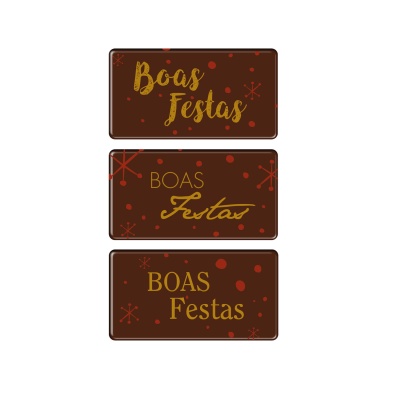 PLACA BOAS FESTAS CHOCOLATE 54X29MM (ALEATÓRIO)