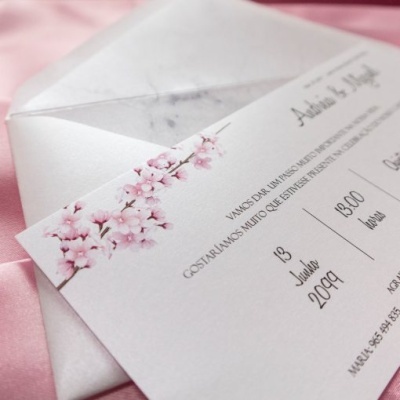 Cópia de Convite Casamento Floral Rosa