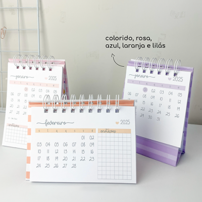 Calendário de secretária 2025 personalizável