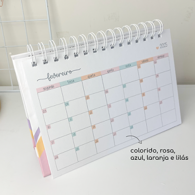 Calendário de secretária 2025 personalizável