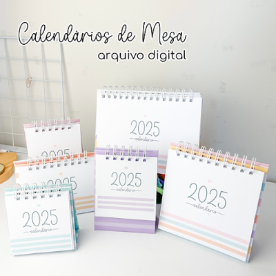 Calendário de secretária 2025 personalizável