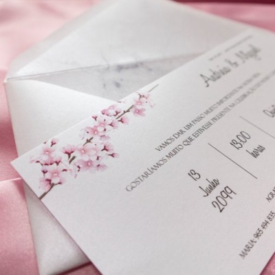 Cópia de Convite Casamento Floral Rosa