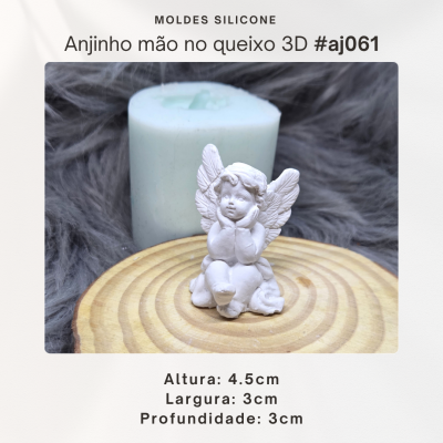 Anjinho mão no queixo 3D