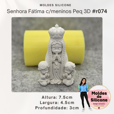 Senhora de Fátima c/meninos Peq 3D