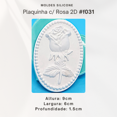 Plaquinha com rosa 2D