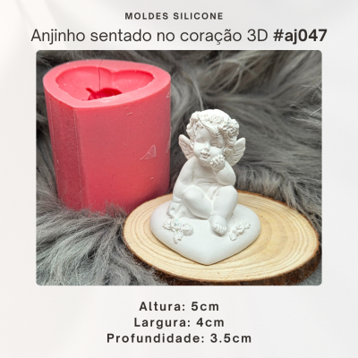 Anjinho sentado no coração 3D