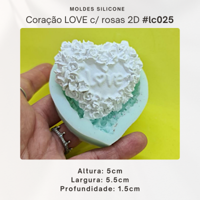 Coração LOVE com rosas 2D