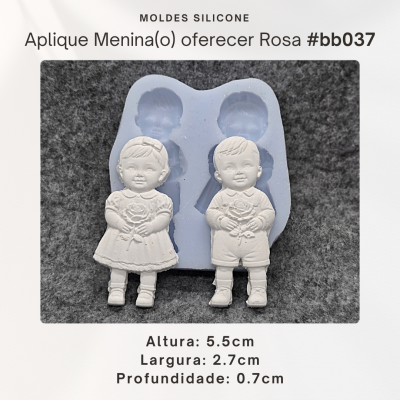 Aplique menino e menina oferecer rosa 2D
