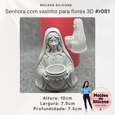 Senhora com vasinho para flores 3D