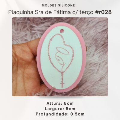 Plaquinha Sra Fátima /terço 2D