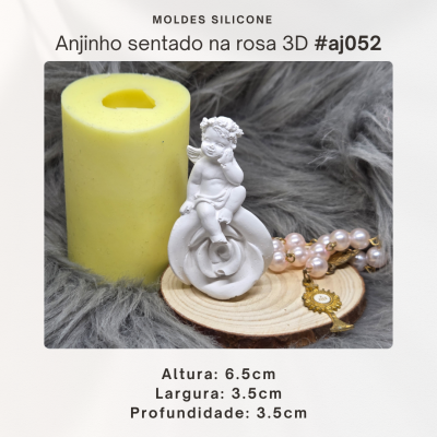 Anjinho sentado na rosa 3D