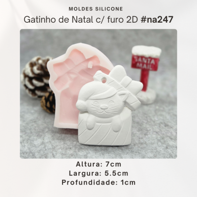 Gatinho de Natal c/ Furo 2D