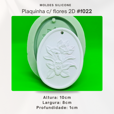 Plaquinha com flores oval 2D