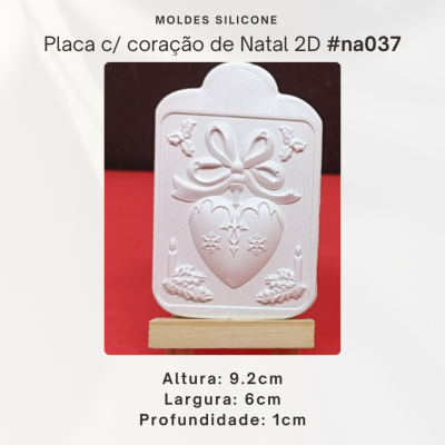 Plaquinha c/ coração de Natal 2D