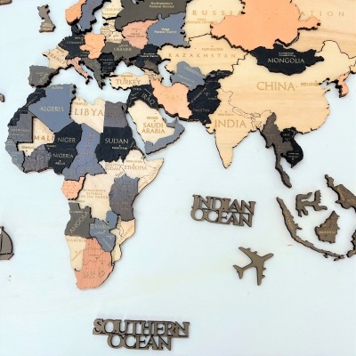 WorldMap - 3D - 5 cores - Países e Capitais em Inglês