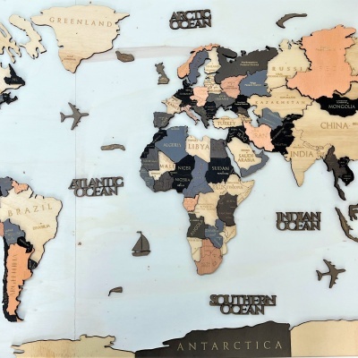WorldMap - 3D - 5 cores - Países e Capitais em Inglês
