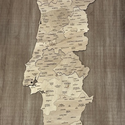 Mapa de Portugal  3D - Cor Natural